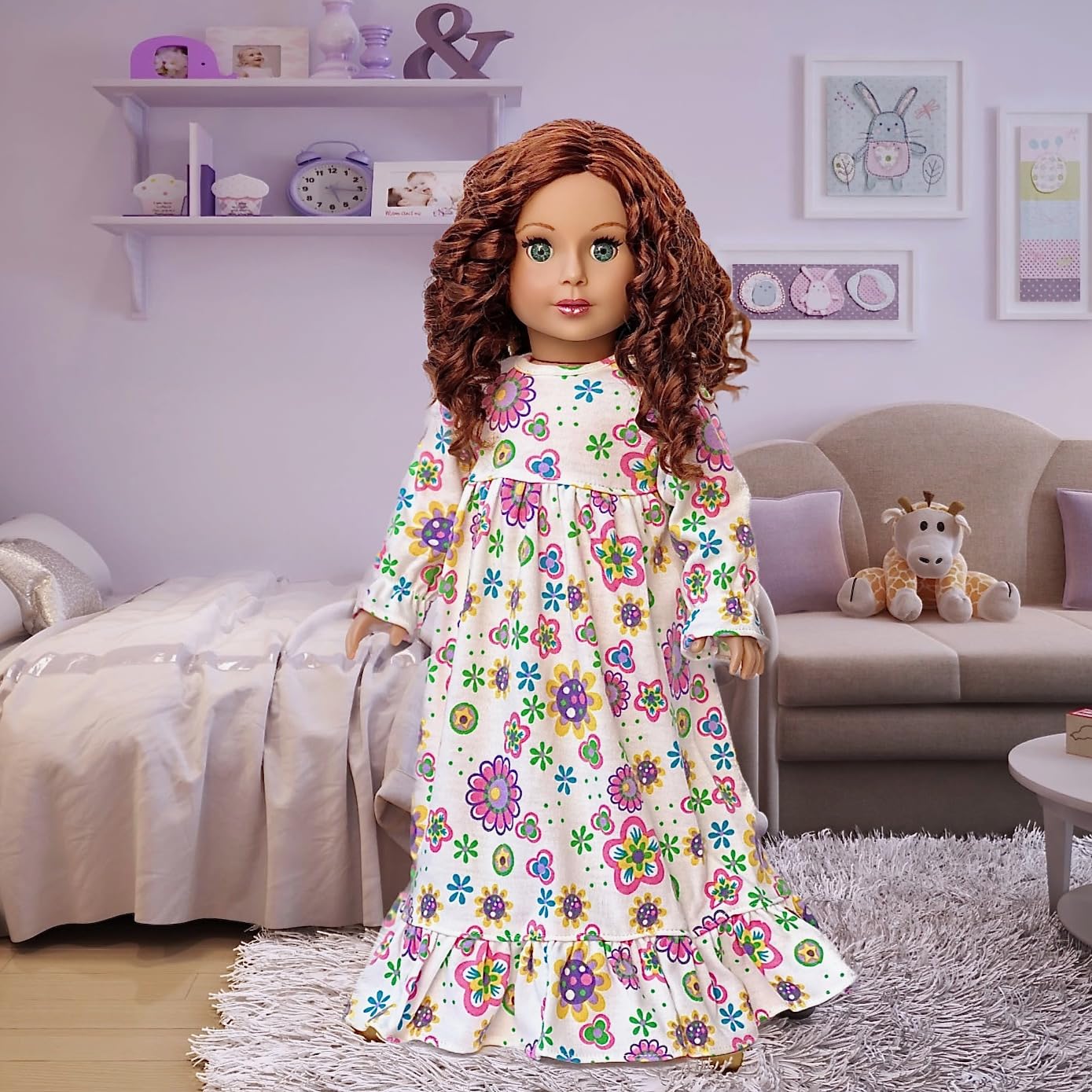 - Good Night - Cotton Nightgown - Clothes Fits 18 Inch Doll (Doll Not Included)