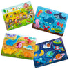 B. Toys- Peek & Explore 4-Pack: Bus, Sea, Space, Dino- Chunky Puzzle 4-Pack – Wooden Puzzles – Sea, Space, Bus, Dinos – 8 Pieces Each – 2 Years +