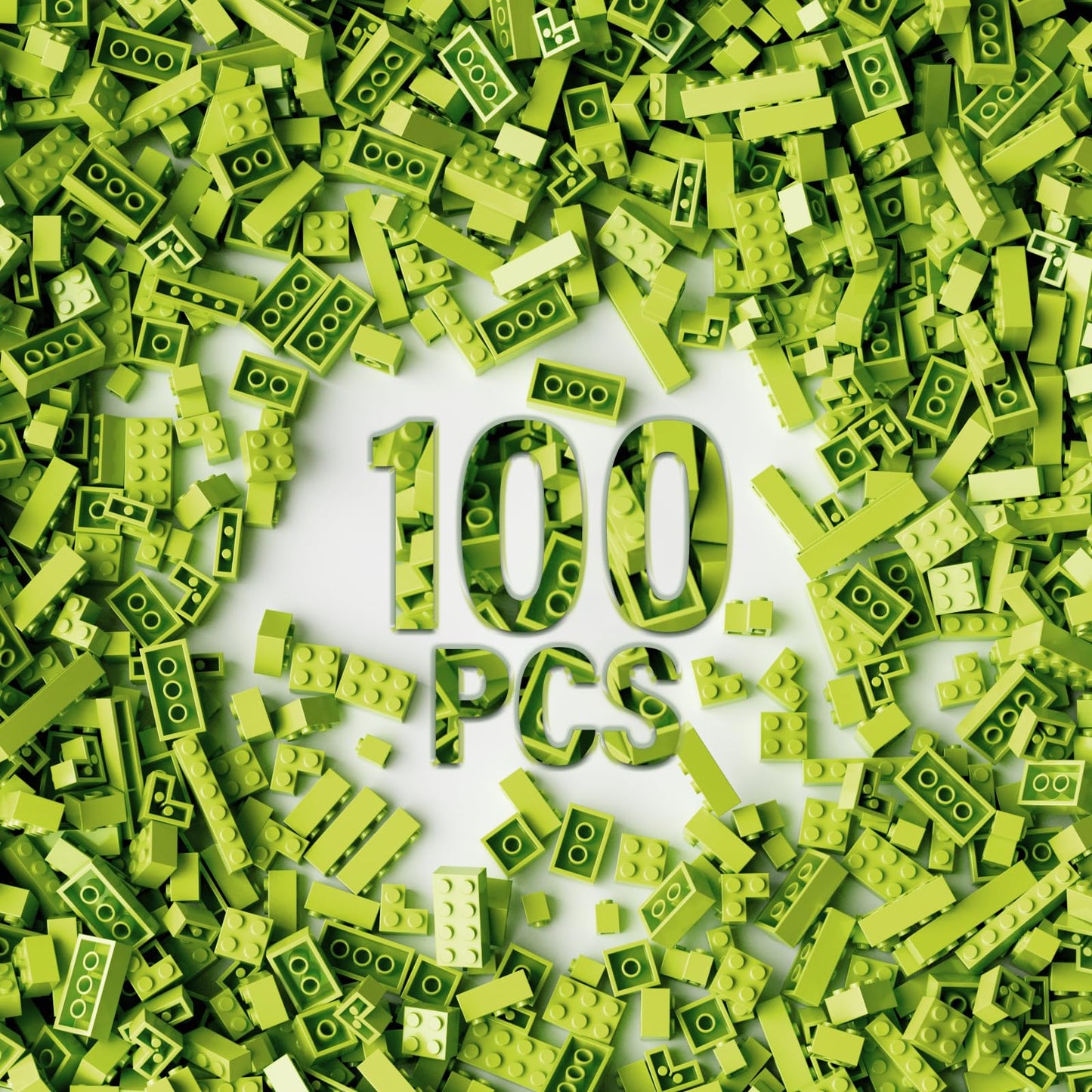 100 Piece Classic Building Blocks, Grass Green, Compatible With Lego Parts (Color: Green)