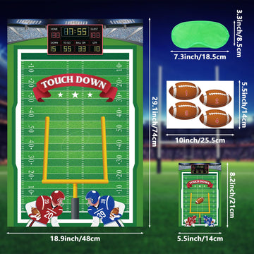 Hooqict Pin The Football On The Goalpost Football Party Games For Kids Game Day Party Supplies Boys Sports Theme Birthday Party Decorations, Large Pin The Games Poster With 36 Rugby Stickers