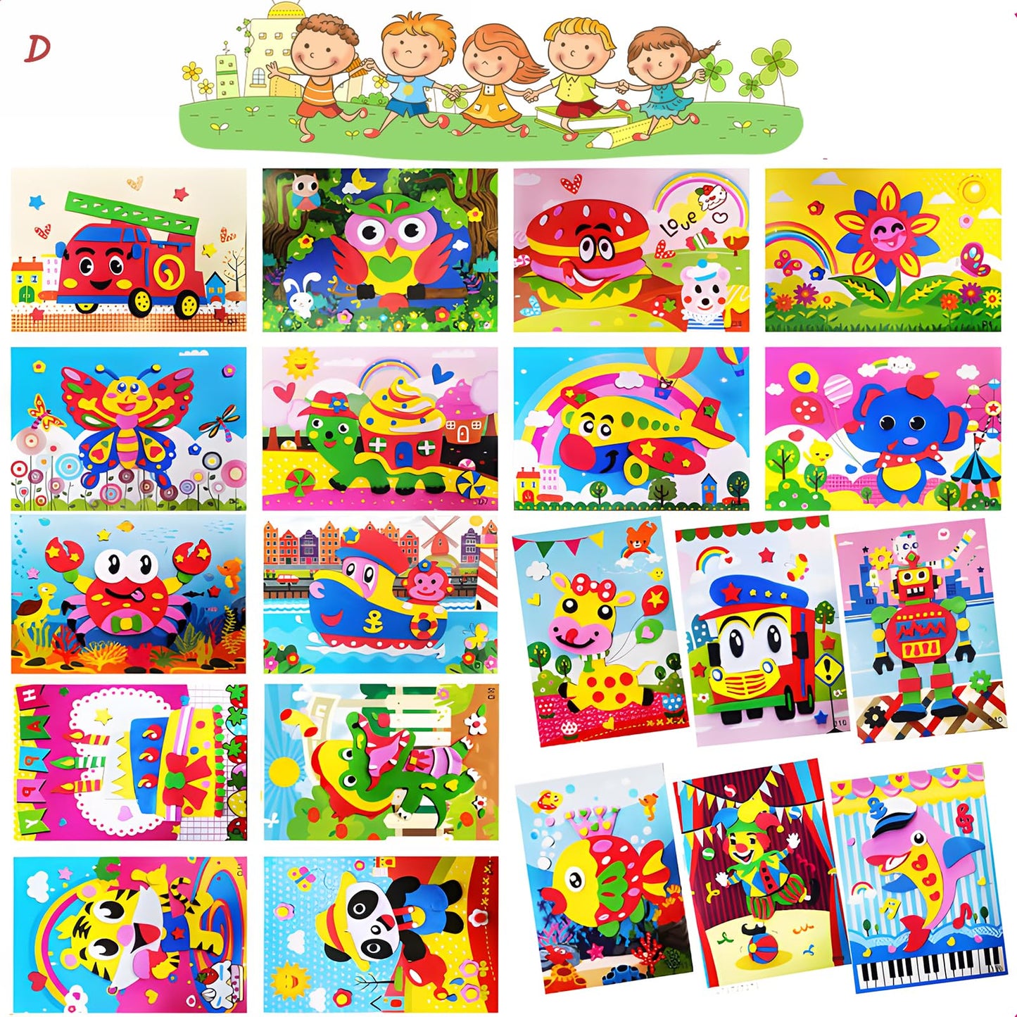 D# 20Pcs 3D Eva Foam Sticker Puzzle Game Diy Cartoon Animal Learning Education Toys For Children. Cultivate Kid'S Three-Dimensio