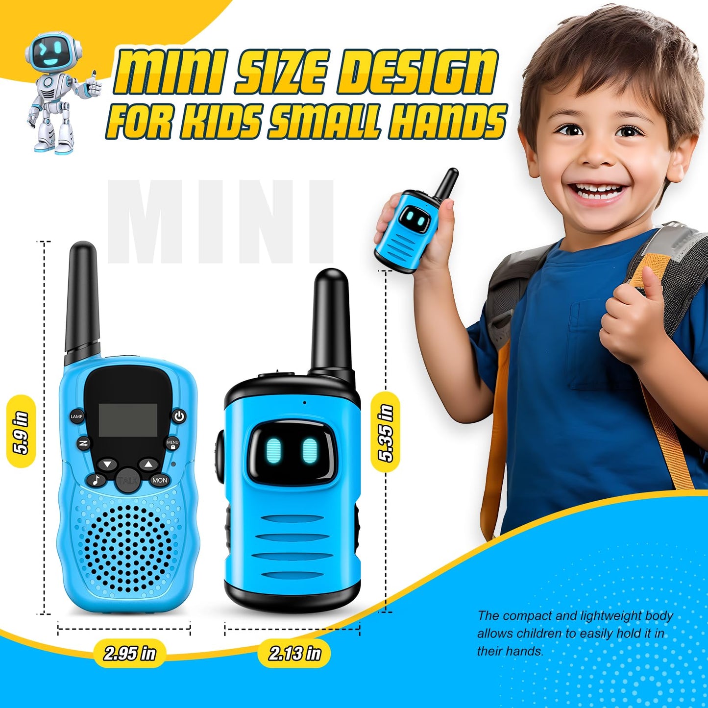 Kids Walkie Talkies Toys For Boys: Comedyfun Mini Robots Walkies Talkies 2 Pack Boys Toy For 3 4 5 6-8 Year Old Camping Outdoor
