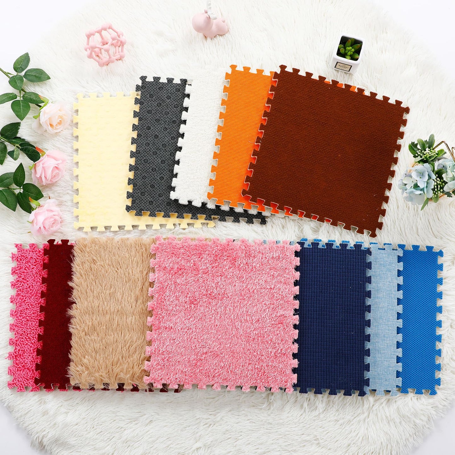 Tinideya 12 Pcs Sensory Floor Tiles For Kids Puzzle Sensory Tiles Interlocking Floor Rug Autistic Children Textured Activity Pla