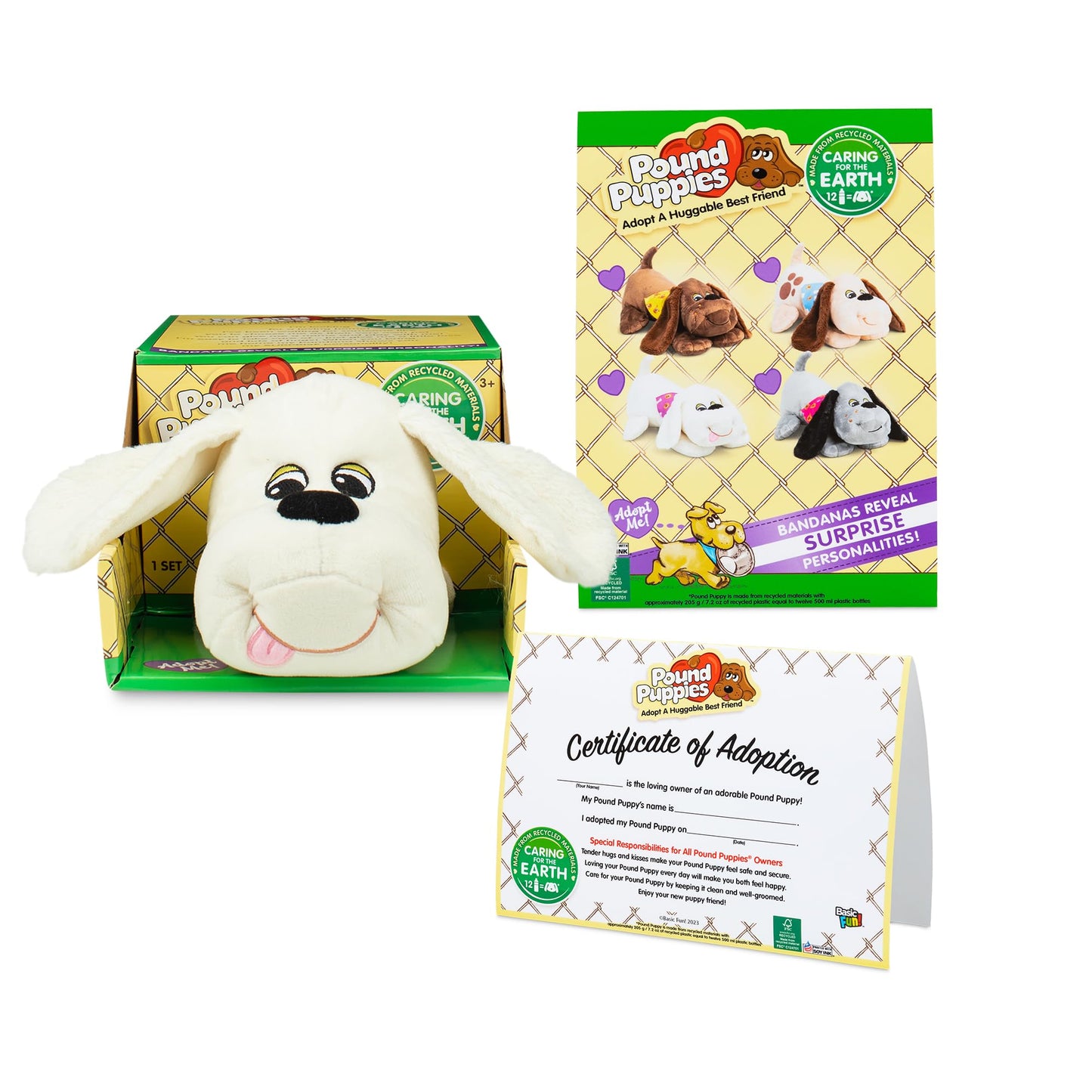 Pound Puppies Classic White/Hungry (Made from Recycled Materials) Large Stuffed Puppy, Dog Plushie, Soft and Cuddly, Great for