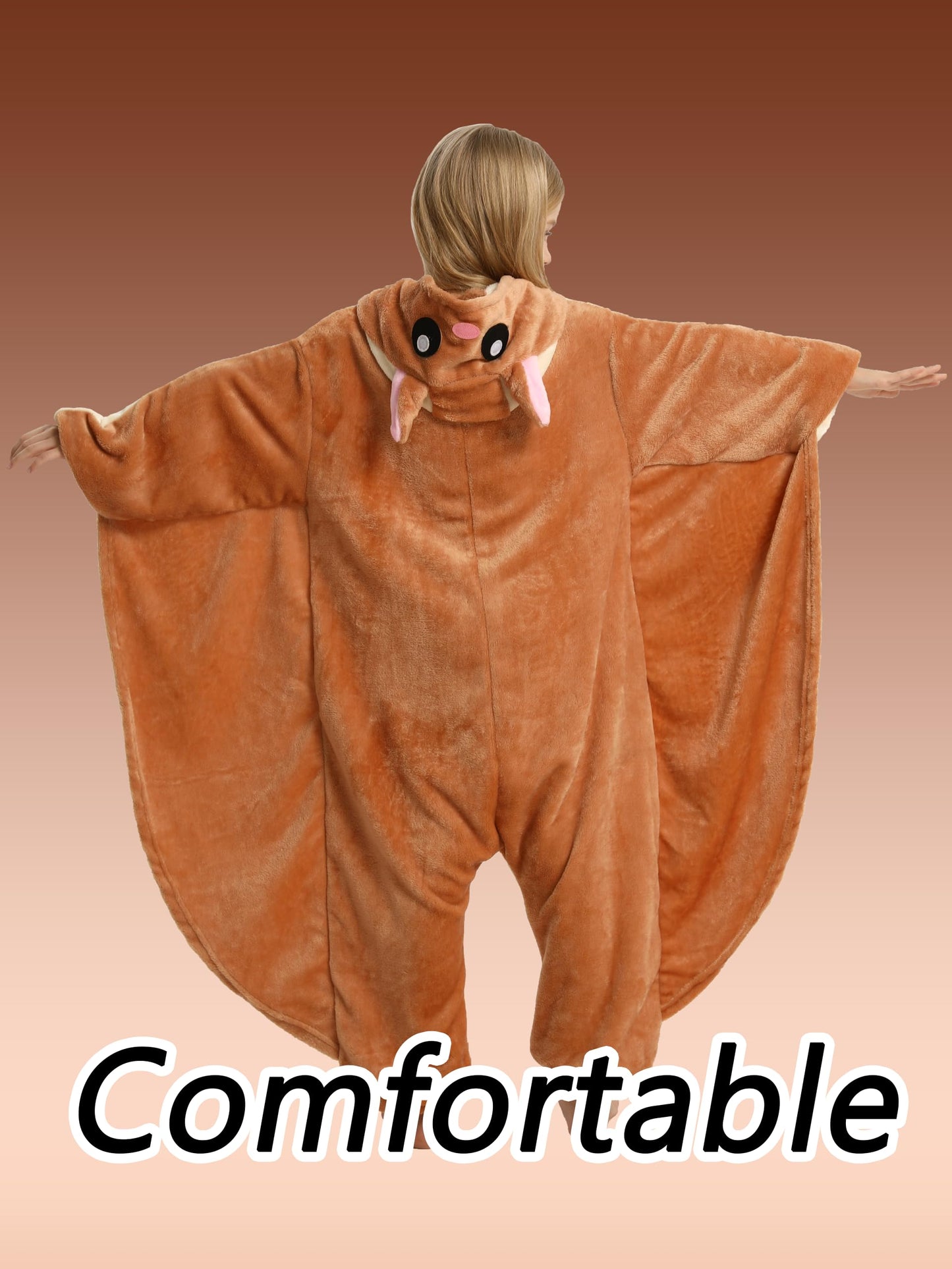 LONULAIN Unisex Kids Animal Oneise Pajamas, Boys Girls Flannel Hooded Halloween Cosplay Costume/Homewear/Sleepwear (Flying Squir