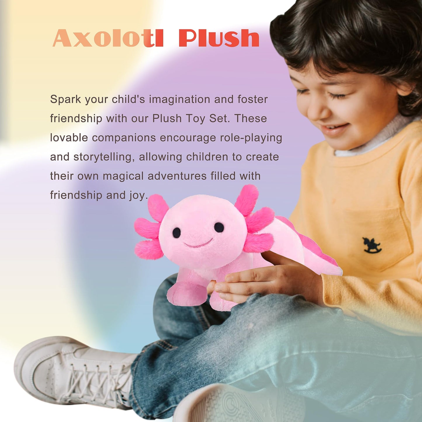 Cnaana Cute Axolotl Plush, Soft Cute Axolotl Stuffed Animal Plushies, Kawaii Plushies Dolls For Kids, Gift For Girls Boys