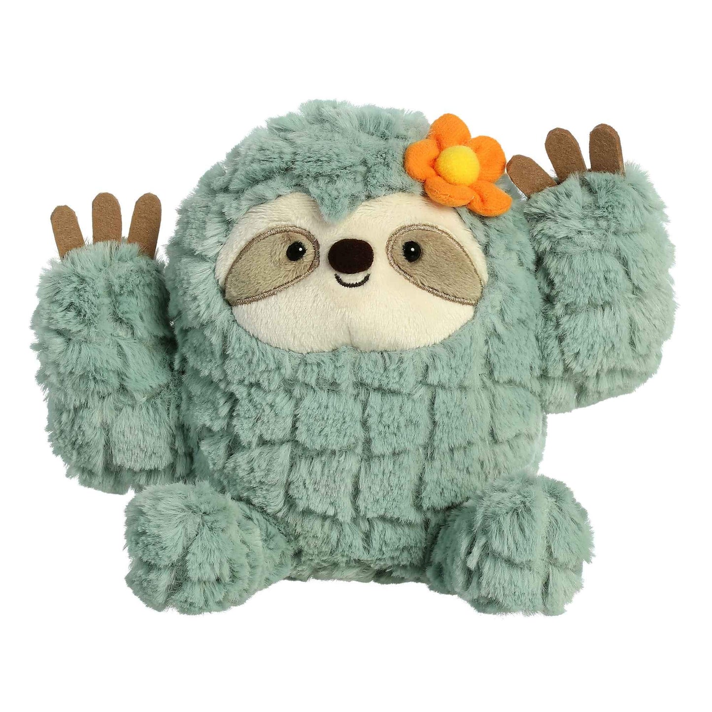 Aurora® Whimsical Cactus Kingdom™ Cactus Sloth™ Stuffed Animal - Aesthetic Appeal - Comforting Cuddles - Green 7.5 Inches