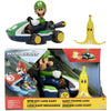 Super Mario Luigi Racer Vehicle - 360 Spins, Wind Up, 2.5" Action Figure, Medium, Plastic