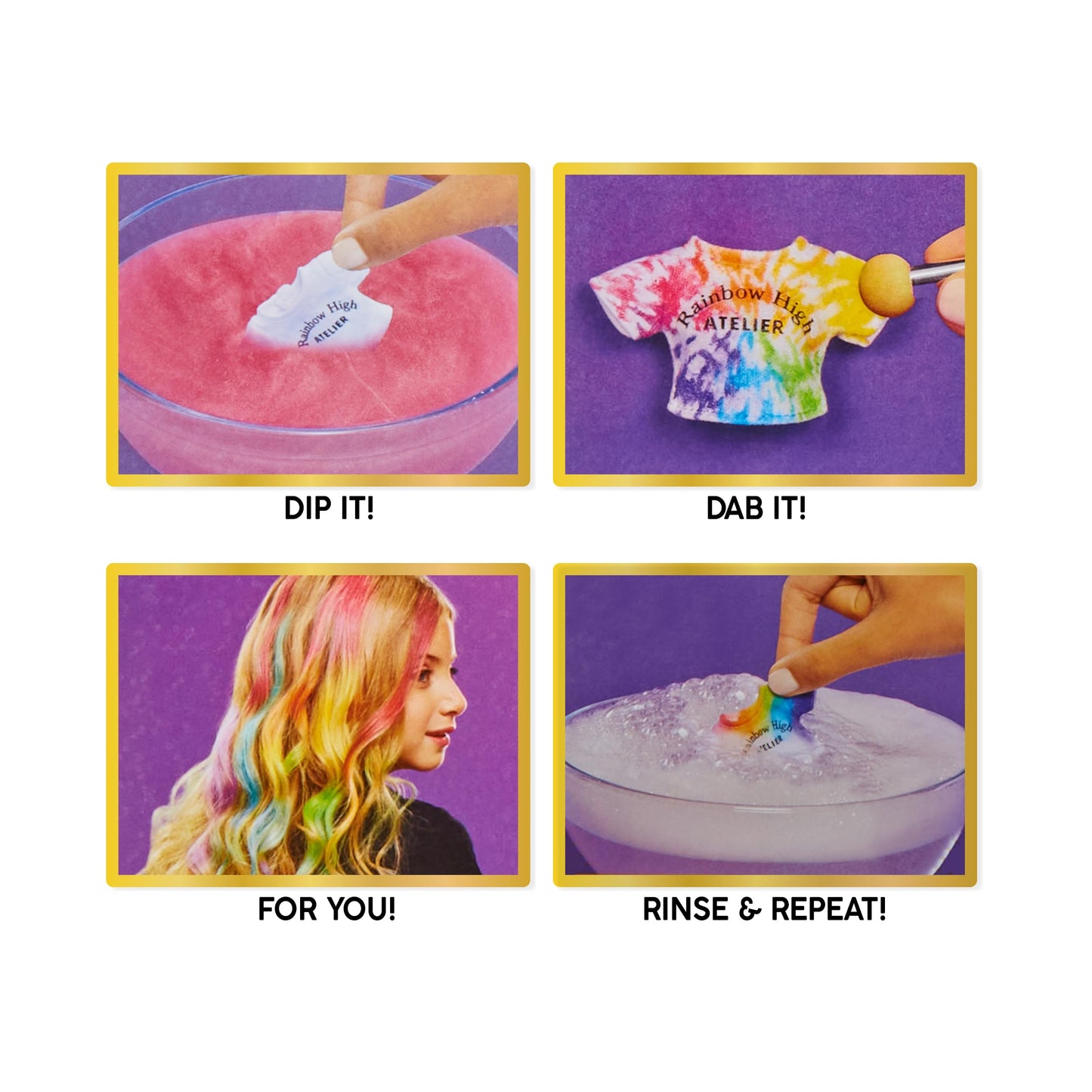 Rainbow High Watercolor & Create Fashion Diy Doll With Washable Watercolors + Tie-Dye Kit, Green Eyes, Long Straight Hair, Bonus