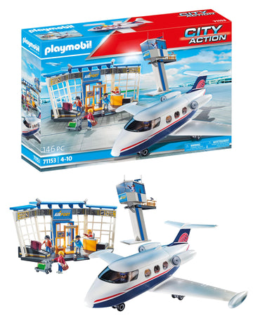 Playmobil City Action 71153 Airport With Airplane, Includes Toy Plane With Detachable Roof, Toys For Children Ages 4 And Up