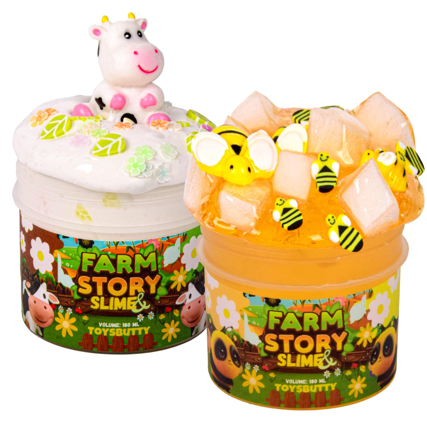 Finoclay 2 Slime Pack Clear Crystal Slime & Milky Slime Kit For Girls Boys, Create With Kids Farm Theme, Premade Slime Making Ki