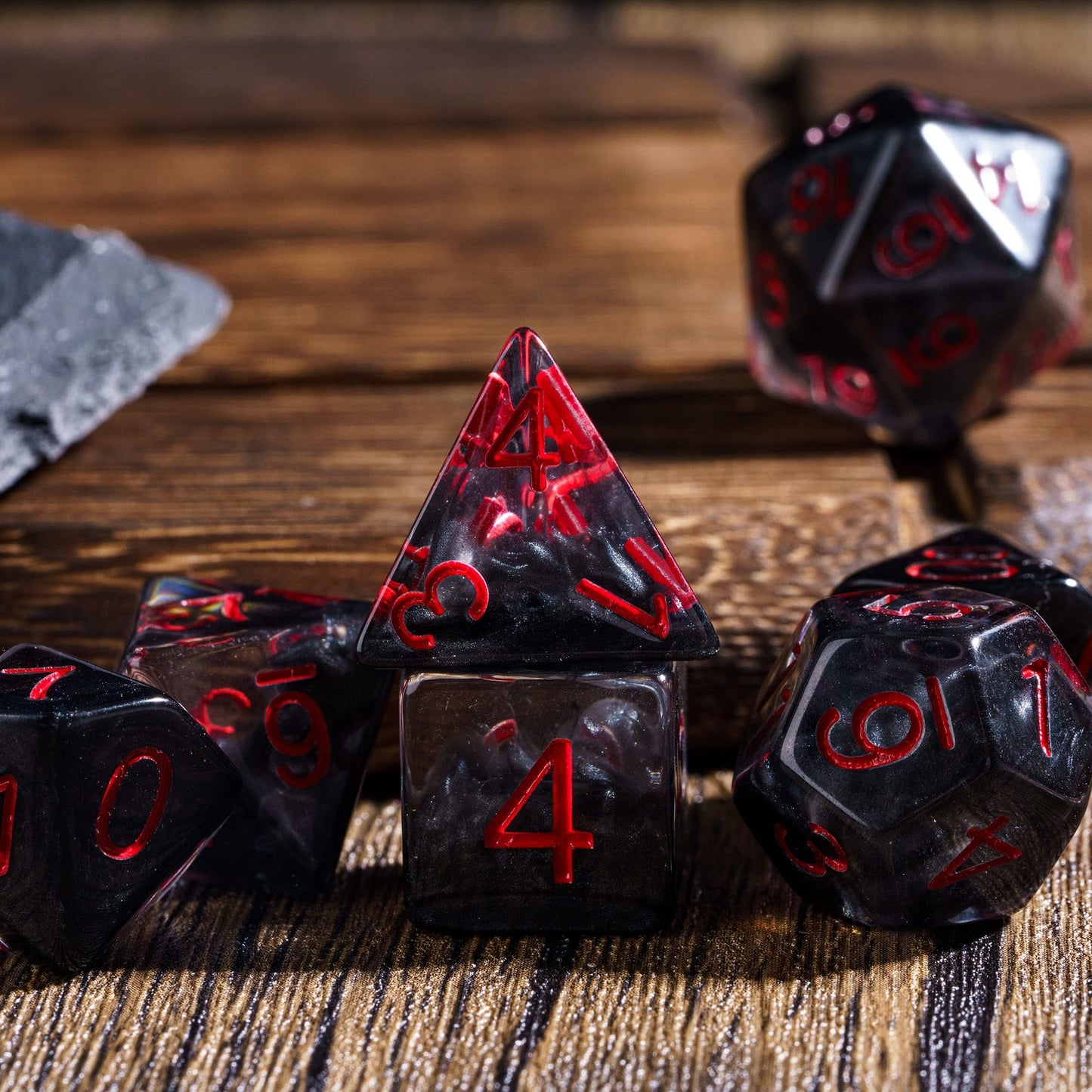 HDdais Polyhedral DND Dice Set 7PCS RPG D&D for MTG Dungeons and Dragons Role Playing Game and Other Tabletop Game(Black)