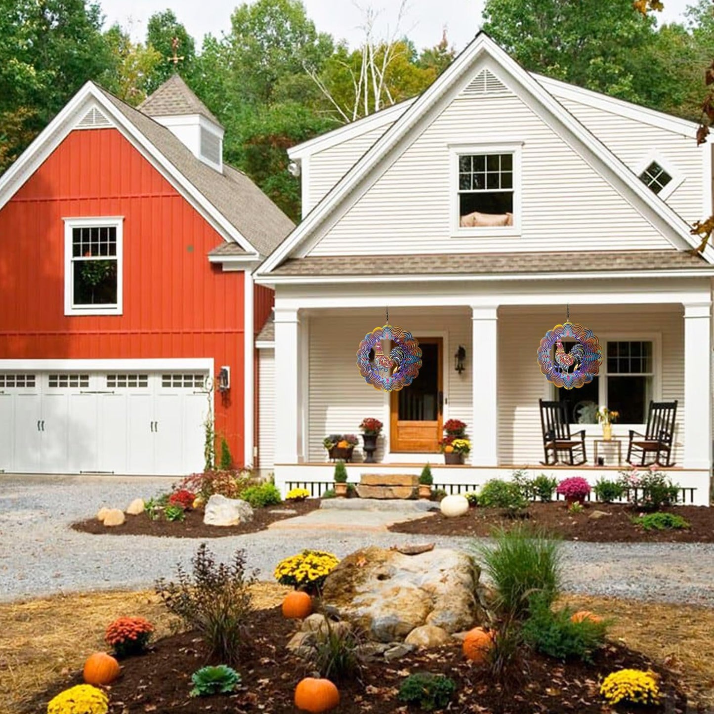 Rooster Metal Wind Spinners - Chicken Gifts For Women Mom Grandma Wife, Hanging Cock Wind Spinner For Outdoor & Indoor Decoratio