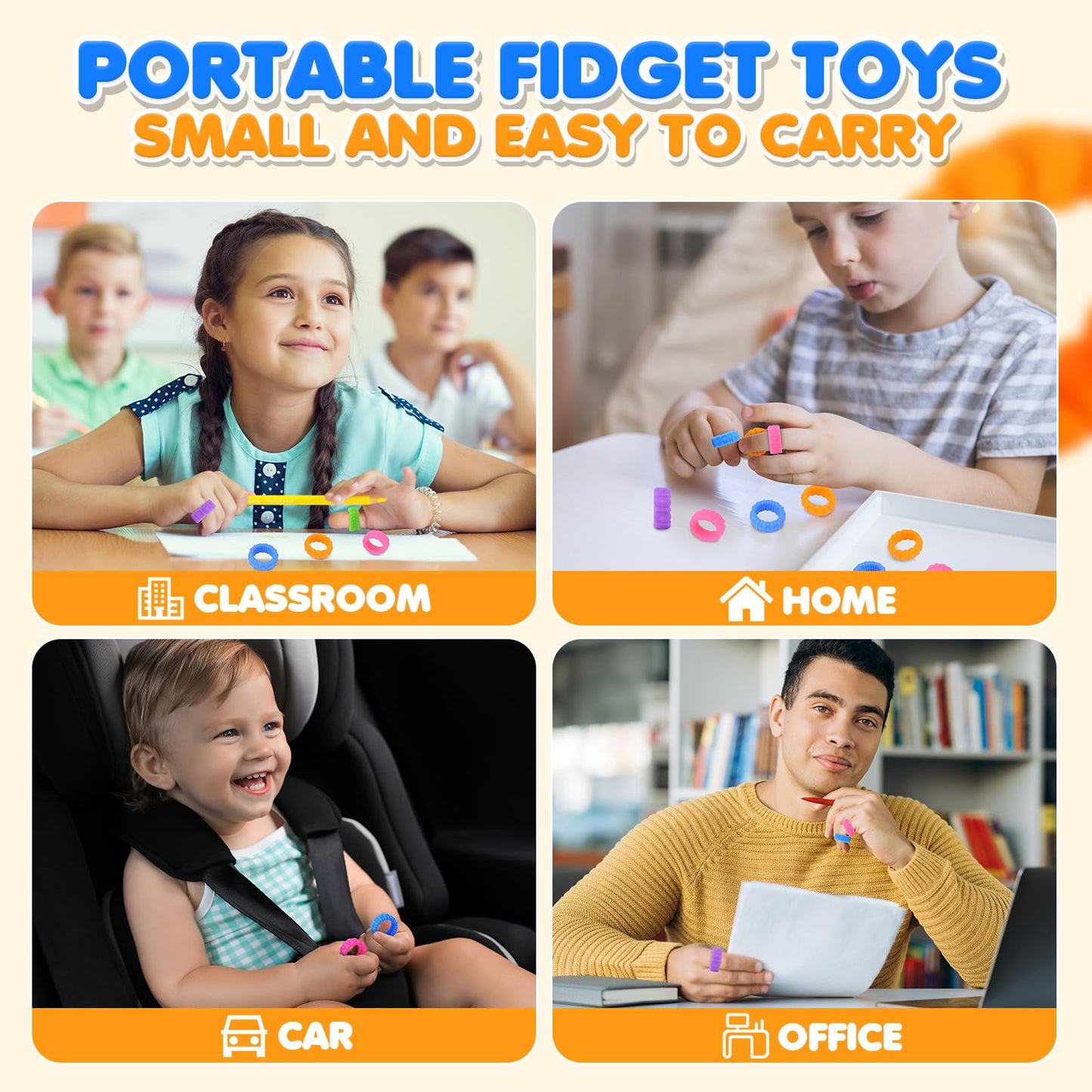 Fidget Toys Sensory Rings For Kids: 18 Pack Silicone Fidget Rings For Autism Kids – Small Fidgets For Classroom – Sensory Toys For Kids Autism Calming