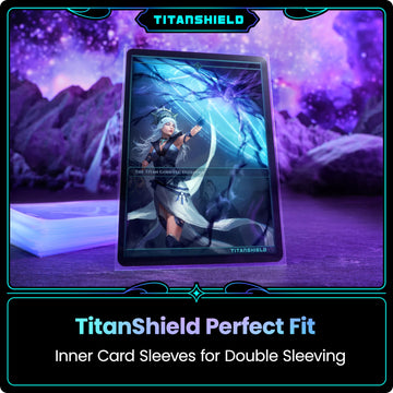 TitanShield 1000 enhanced 60-Microns Ultra Clear Standard Size Perfect Exact Fit Inner Card Sleeves. Perfect for Double-sleeving and Compatible with Pokemon Cards MTG Magic The Gathering Lorcana