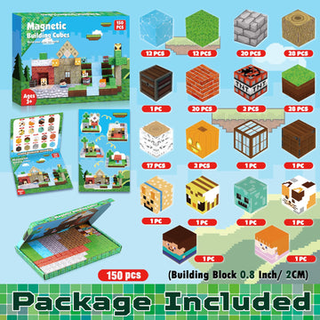 Magnetic Blocks-150Pcs Magnetic Building Blocks, Magnetic Tiles Kids Build Magnetic Cubes Constructions Toys 2025 Upgraded Stem