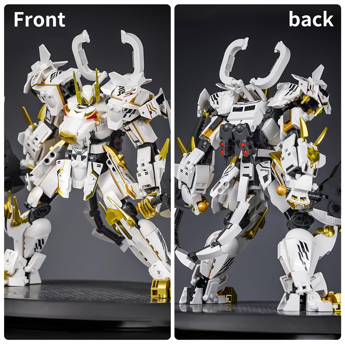 CSNRHG White Tiger Samurai mech Robot Model with Double Axe Head Building Blocks Toy Set Mythical Birthday for Age 8+ Children A
