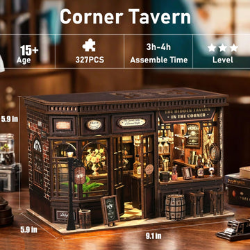 Lannso DIY Dollhouse Miniature Kit Doll House Kit Mini Handmade Wooden Dollhouse Toys for mature-themed Gift (AWO3-001)