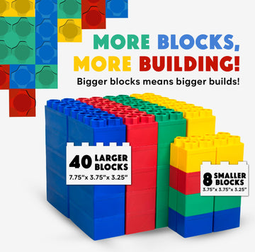 Biggoblocks Big Blocks For Kids Ages 4-8 - Indoor & Outdoor Blocks For Kids Games - Large Building Blocks (48 Pc) Learner Set