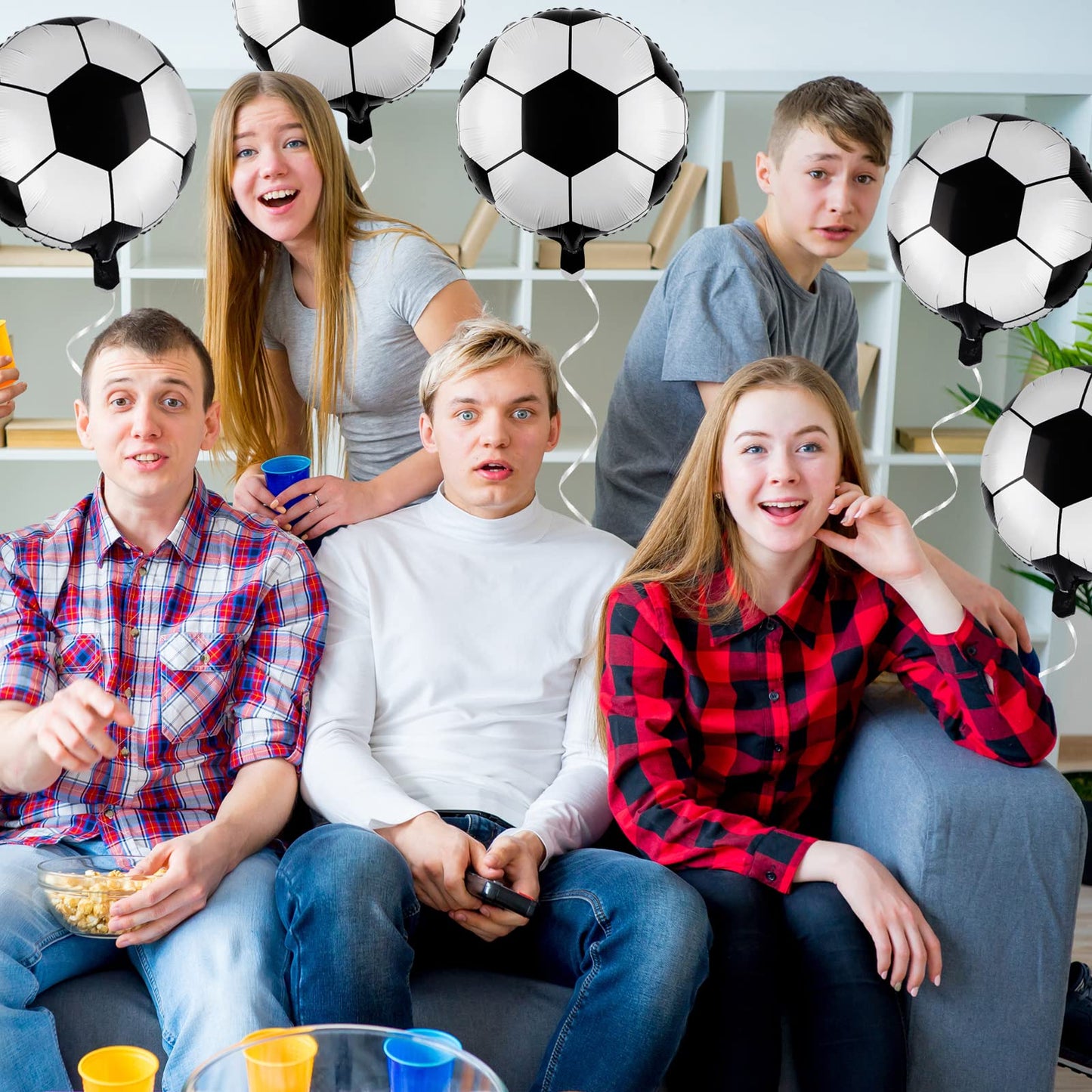 Durony 12 Pieces 18 Inches Soccer Balloons Soccer Themed Party Decorations Foil Mylar Soccer Ball Balloons For Birthday Sports G