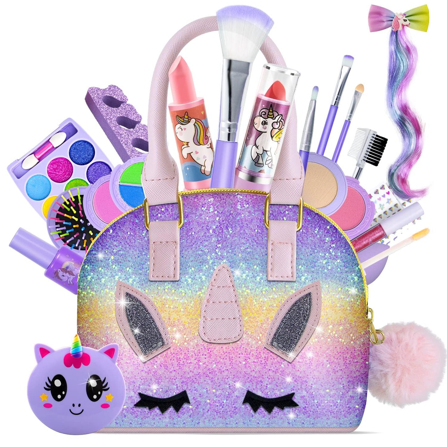 Kids Makeup Kit for Girl-Kids Makeup Girl Toys, Girl Makeup Sets Kids Toys Makeup Sets Little Girl Toddler Children Princess Chr