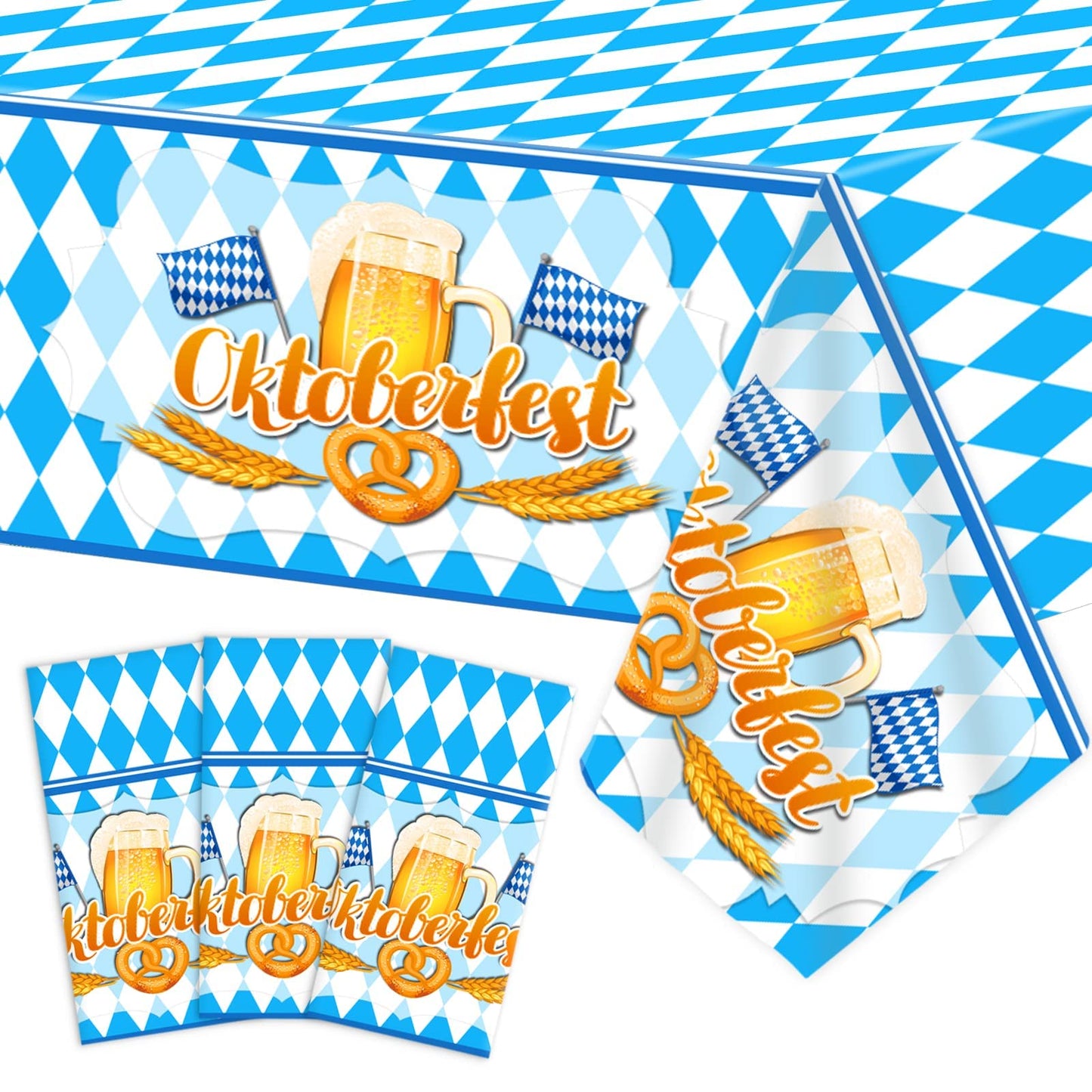 3 Pieces Oktoberfest Tablecloths Oktoberfest Party Supplies Oktoberfest Plastic Table Cover For Oktoberfest Party Favors Supplies Decoration
