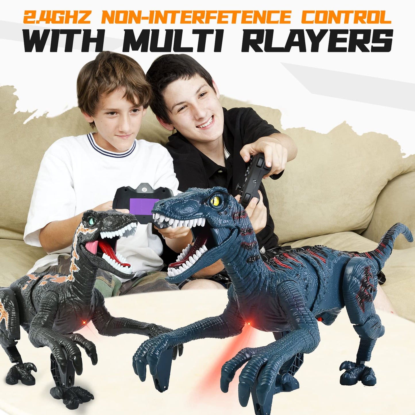Apobatk Remote Control Dinosaur Toys For Kid - Walking Dinosaur Toys For Boys 5-7?Rc Jurassic Velociraptor Toys 8-12?Robot Dinos