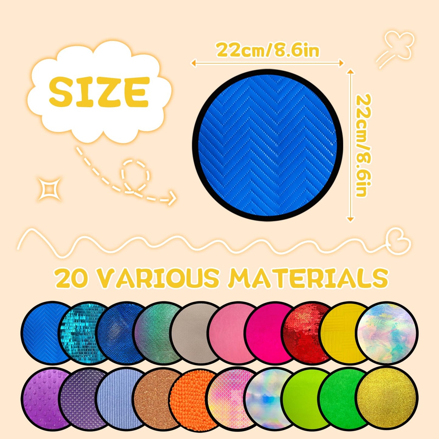 Bouiexye 20 Sets Round Sensory Mats For Autistic Children Textured Sensory Tiles Sensory Toys Babies And Toddlers With Sensory I