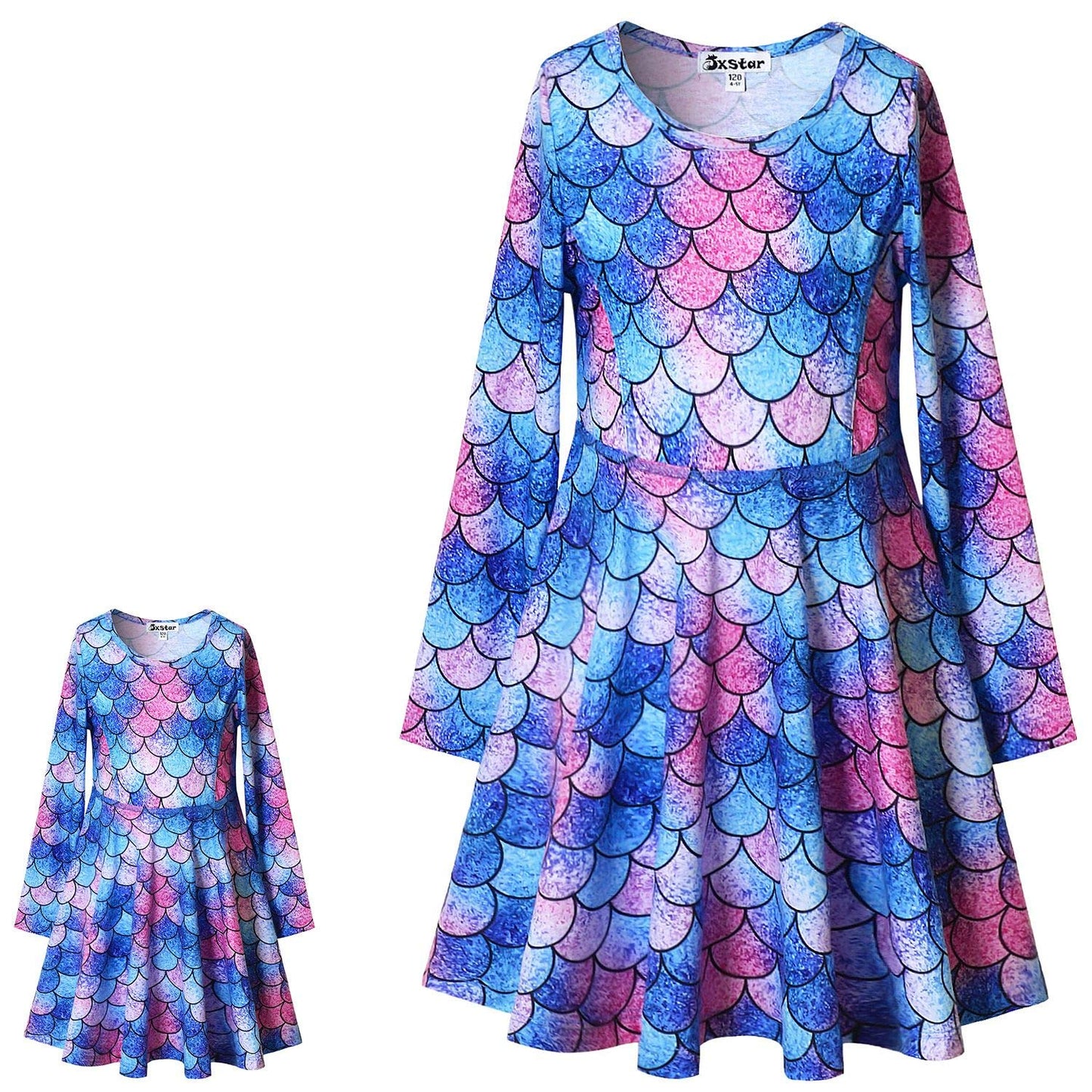 Long Sleeve Mermaid Dresses For Girls Kids 10 11 Matching 18 Inch American Doll
