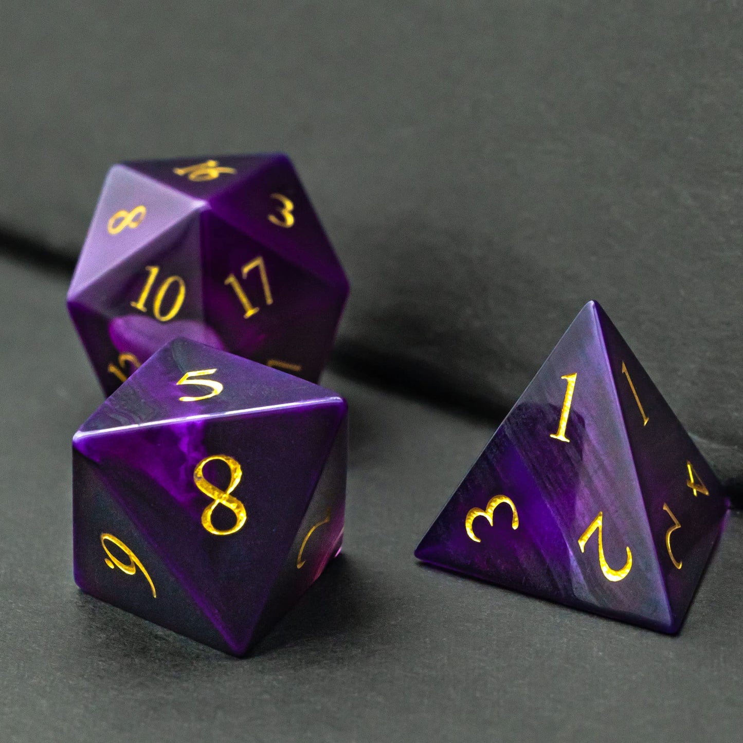 UDIXI Gemstone DND Dice Set, 7PCS Purple Agate Stone D&D Dice Polyhedral Dice for Dungeons and Dragons Role Playing and Other Ta