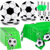 Durony 121 Pieces Soccer Party Tableware Set Include Soccer Party Plates And Napkins, Cups, Tablecloth, Forks Soccer Party Suppl