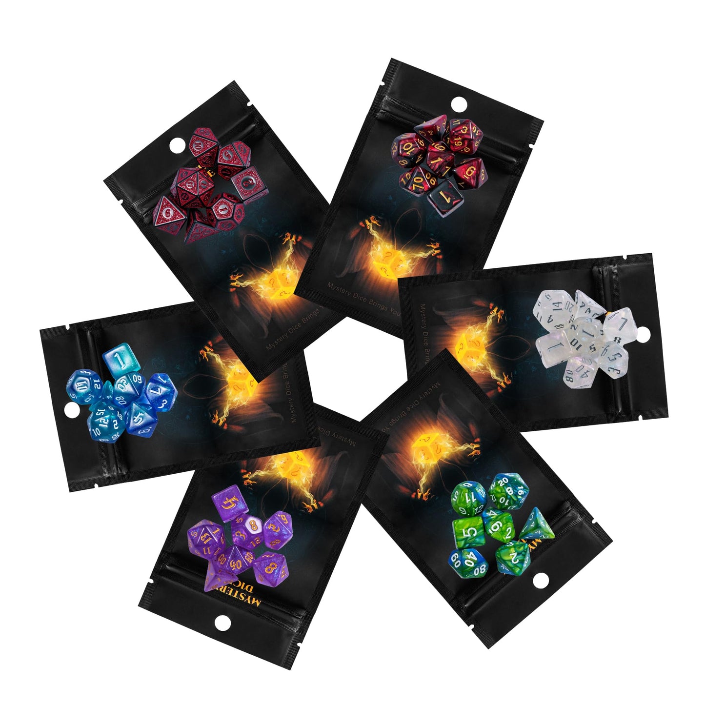 HDdais Mystery Dice Set, 7PCS Polyhedral Dice Set D&D Random Pattern, Various Styles, DND Dice Blind Bag Acrylic Dice for Role P