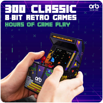 Thumbs Up Orb Mini Arcade Machine - 300 Retro Games, 2.5" Color Screen, 3.54"x3.34"x5.9", Plastic, Model: OR-RET