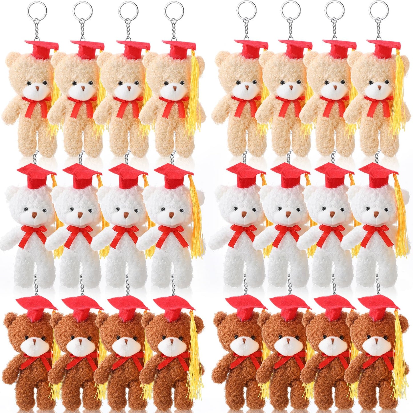 Foilswirl 24 Pcs Class of 2025 Mini Graduation Bears Bulk 4. 72'' Grad Bears Stuffed Animal Plush with Cap for Prek Kindergarten