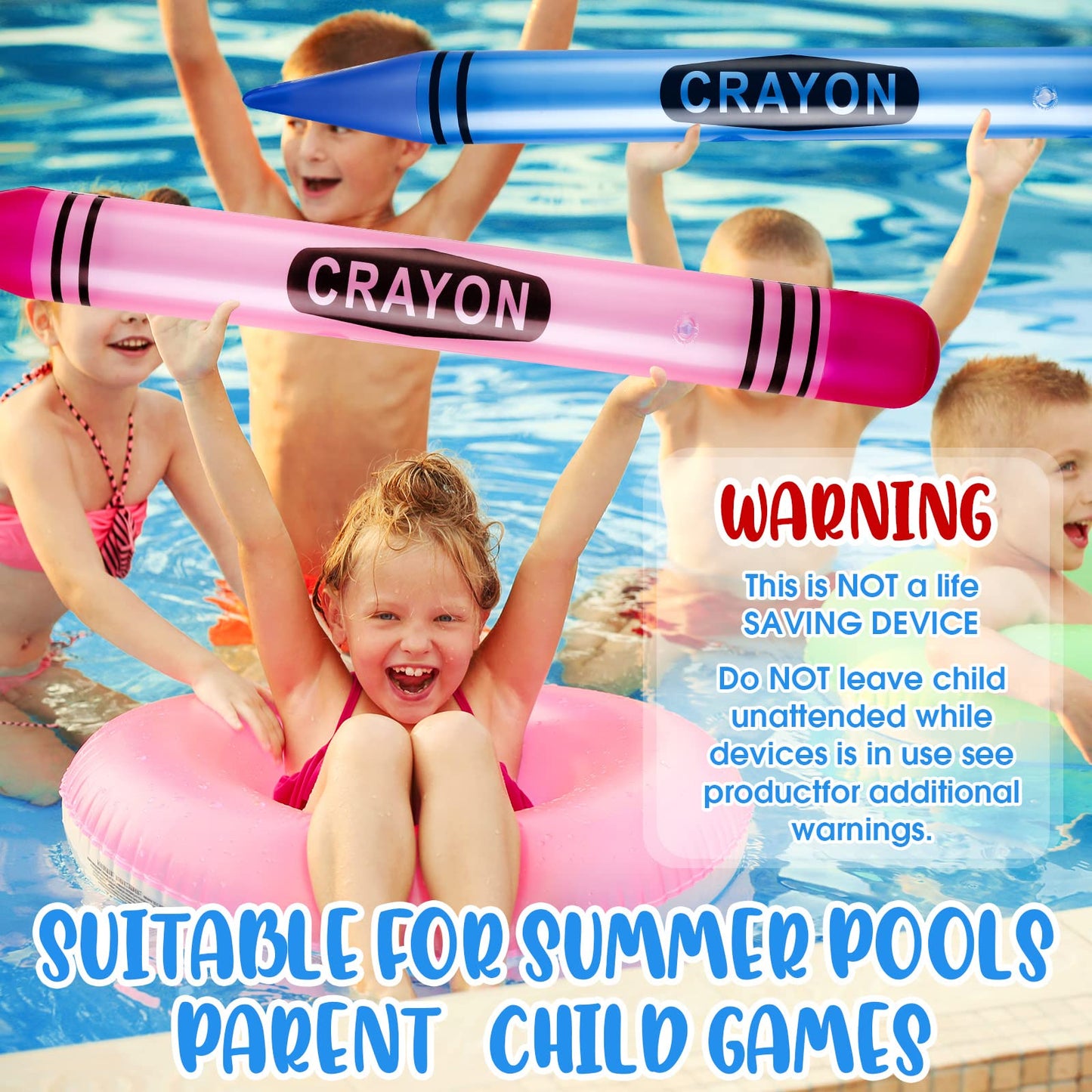Raiten 6 Pcs Inflatable Crayons Jumbo 41.34 Inch Big Blow up Crayon Set Thick Large Inflatable Crayon Decorations Giant Crayons