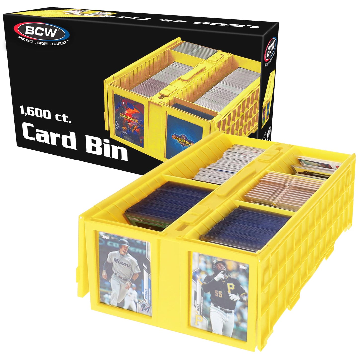 Bcw Collectible Card Bin - Holds Up To 1600 Cards - Single Yellow | Large Storage Box For Loose Trading Cards | Pokemon, Mtg, An