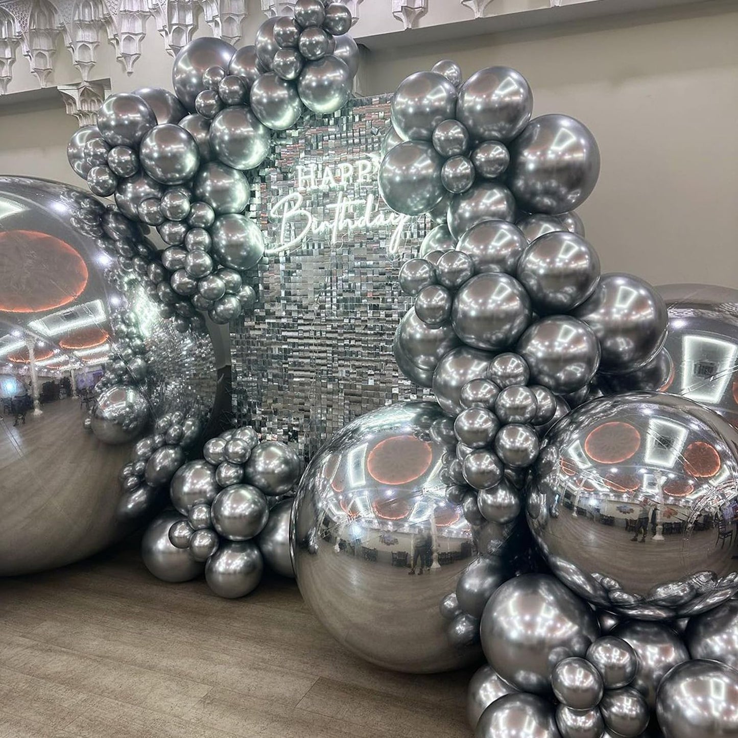 Jobkoo Metallic Silver Balloons, 12 Inch Silver Balloons 30Pcs Chrome Silver Metallic Balloon Silver Shiny Silver Latex Balloons