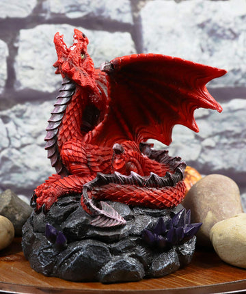 Ebros Gift Stryker The Mythical Smoke Fire Breathing Red Dragon Backflow Incense Cone Burner Figurine 6.25' Tall Dungeons And Dragons Medieval Renaissance Decor Statue Smaug Drake Puffing Smog
