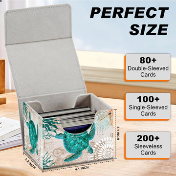 Card Game Storage Box for TCG Commander Deck Box MTG Card Box Organizer Trading Card Case TCG Card Storage Box Magnetic Closure Creative Pattern (Green Turtle 1 pack)
