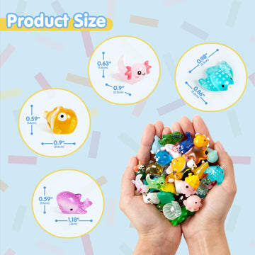 Joyin 50 Pcs Mini Ocean Resin Animals Figures, Mini Sea Animal Figurines For Cute Garden Decorations, Slime Charms For Crafts, D