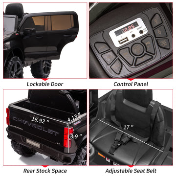 12V Licensed Chevrolet Silverado Gmc Ride On Car,Battery Powered Electric Vehicle Jeep,Ride On Truck W/Remote Control, Mp3/Bluet
