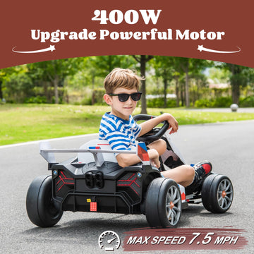 24V Electric Go Kart for Kids, Drift Racing Go Kart, Licensed BMW 7.5 MPH Electric Go Kart with Drift Race Pedal, Adjustable Sea