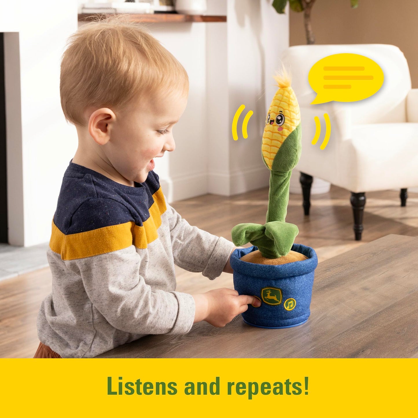 John Deere Toys - Corny Dancer Interactive Plush Toy - Dancing Baby Musical Toy Repeats What You Say And Plays Music - Soft Baby Sensory Toys - Ages 2 Years And Up