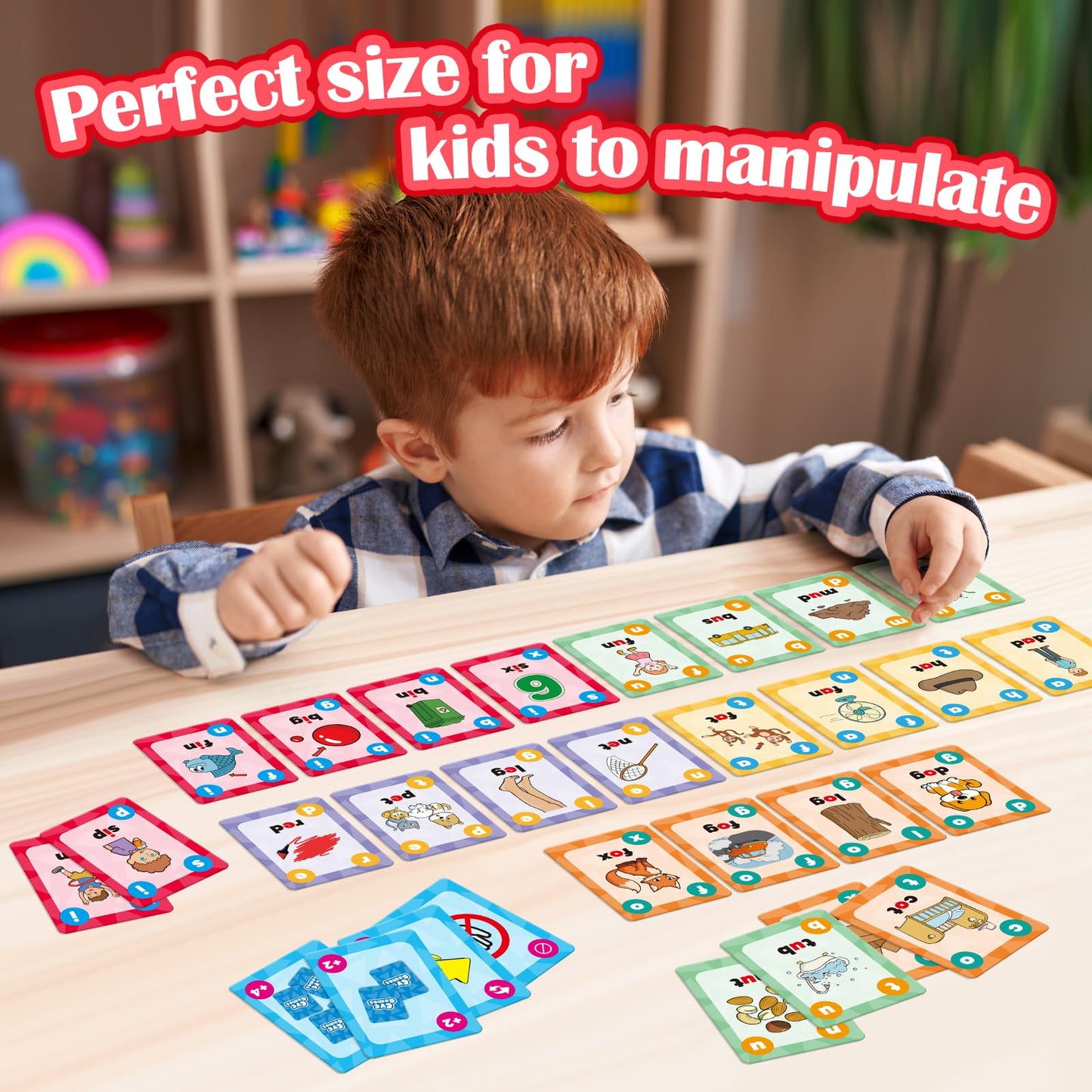 Broytain CVC Phonics Games for Toddlers,CVC Word Toy for Kids,Reading Card Game for Ages 4 5 6,Phonics Flash Cards to Learn Word