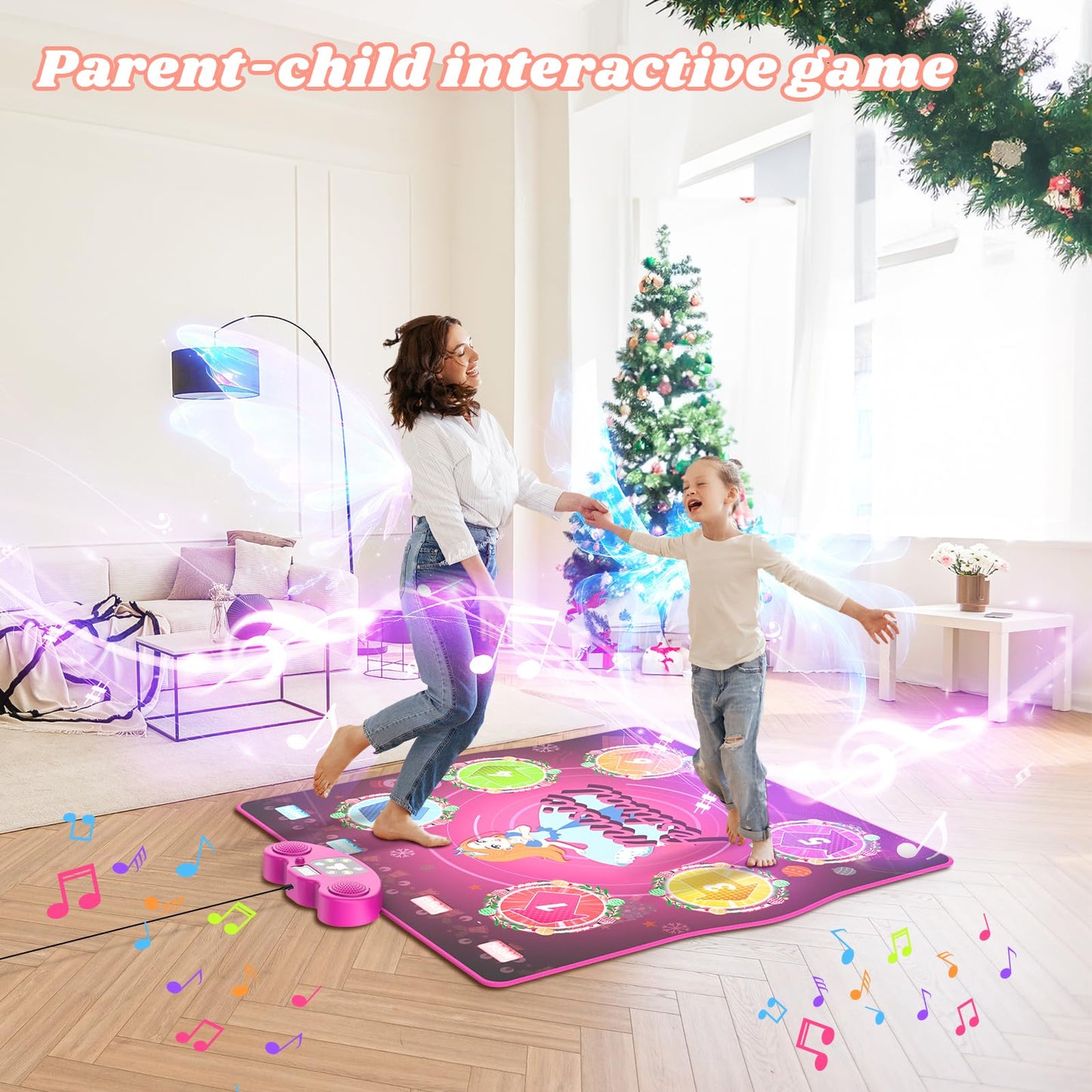 Dance Mat For Kids Ages 4-8, Led Light-Up Electronic Dance Pad Toys With Bluetooth, 6 Game Modes Kids Dance Mat, 13 Built-In Mus