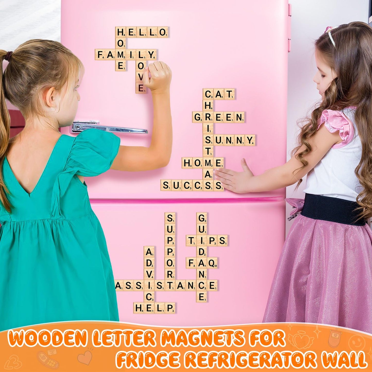 300 Pcs Wood Magnetic Letter, Wooden Letter Magnets For Fridge Refrigerator Wall, Alphabet Tile Letters Magnetics For Fun Learni