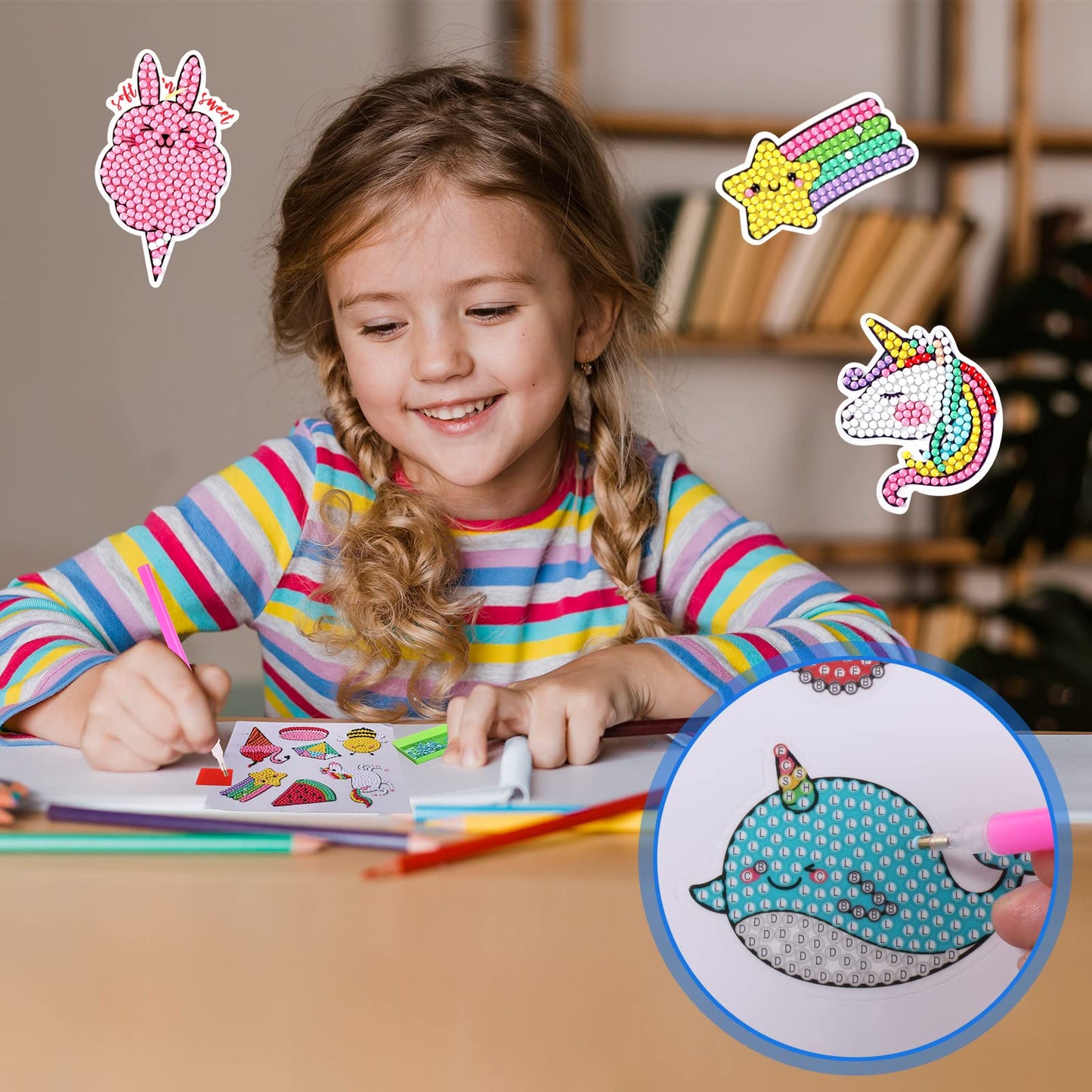 Cymbana 5D Painting Diamond Stickers Kits 25 Pcs Diamonds Dots Arts And Crafts For Kids Ages 6-8 8-12 Contains Unicorn, Mermaid,
