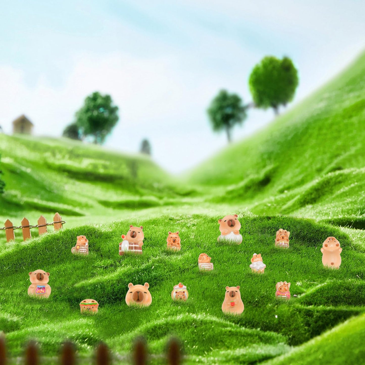 WOZADU 200 PCS Mini Resin Capybara Figurines for Crafts Luminous Tiny Resin Animal Miniature Things for Dollhouse Fairy Garden Micro Landscaping Decoration Cake Toppers Decor
