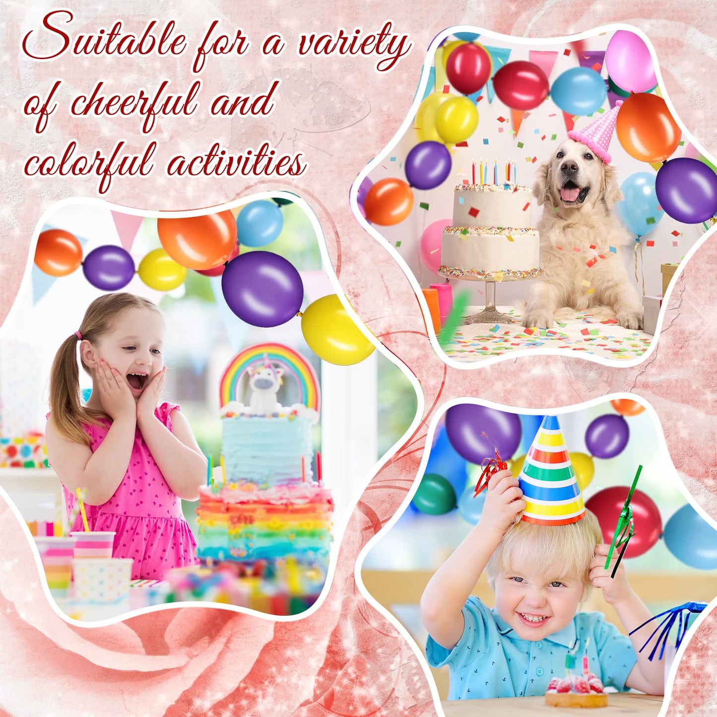 100 Pcs Link Balloon Linking Balloon Latex Linkable Balloons Connected Wedding Party Decoration (Colorful, 10 Inch)