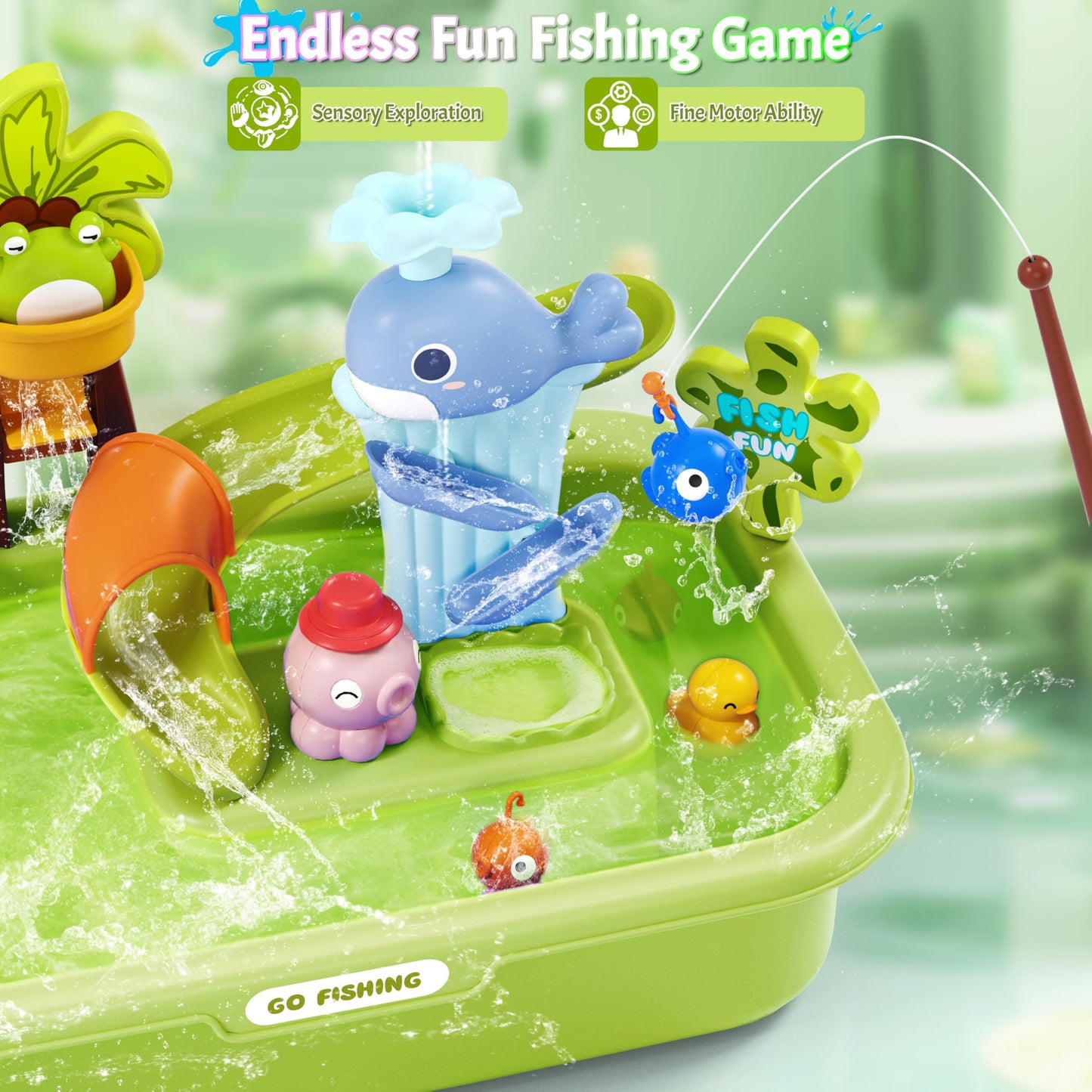 Play Sink With Running Water, Color Changing Play Sink With Upgraded Electric Faucet & Pump, Water Table For Toddlers 1-3, Prete